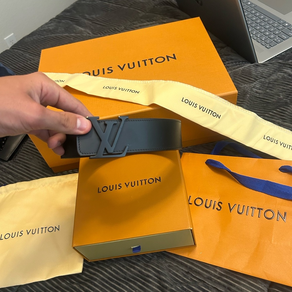 Louis Vuitton Reversible Gray Belt with Iconic Logo